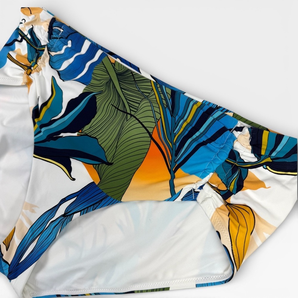 CALIA Womens Adjustable Tie Front Swim Bottom Size XL Botanical Print White NWT - Picture 5 of 11